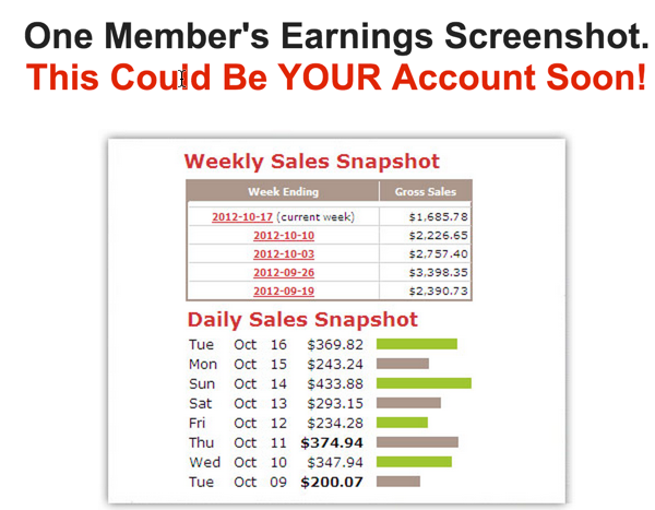 fake earnings screenshot