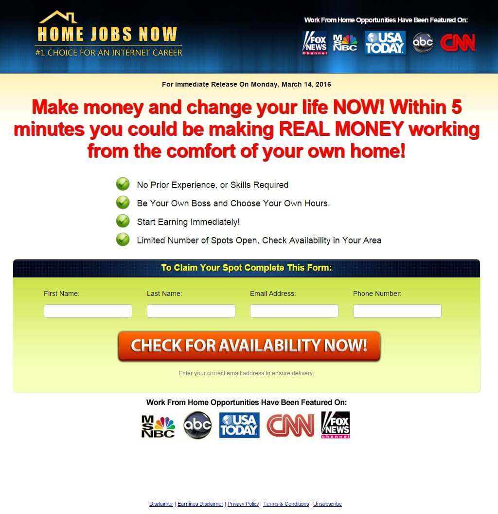 home jobs now signup