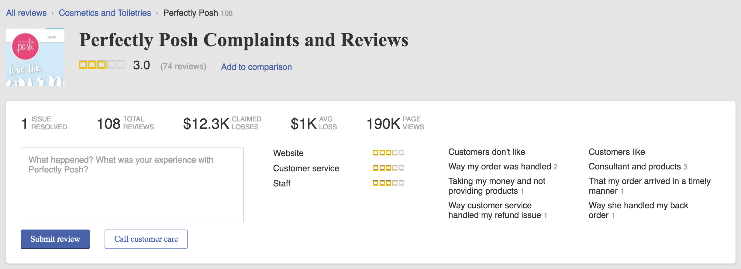 reviews and complaints