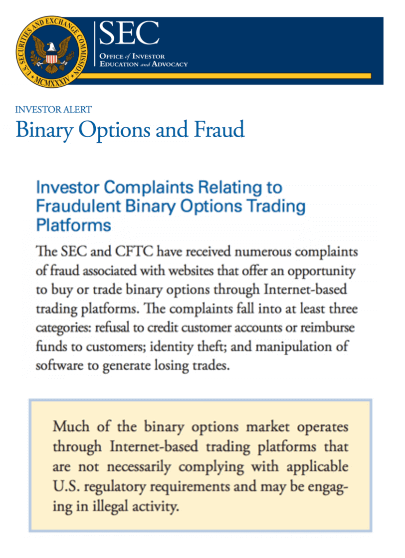 SEC on binary options and fraud