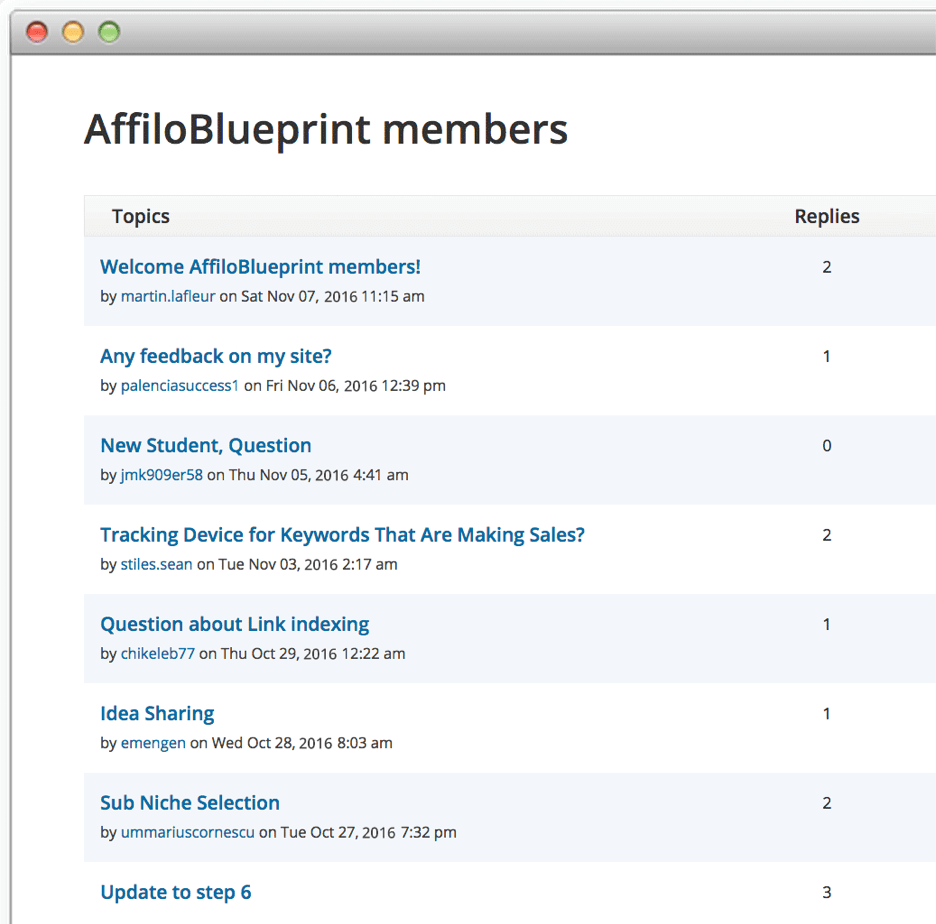 Affiloblueprint members area