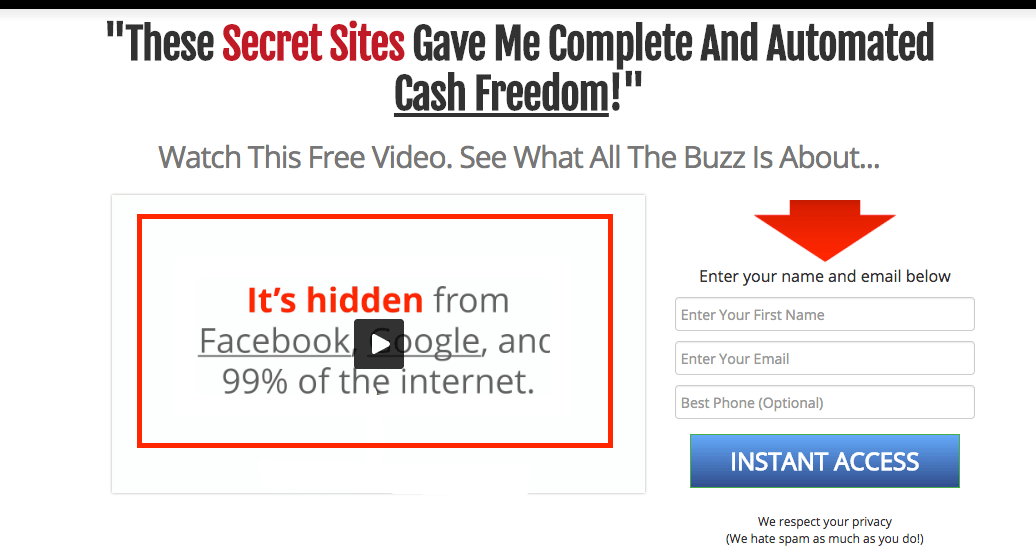 My Secret Sites signup