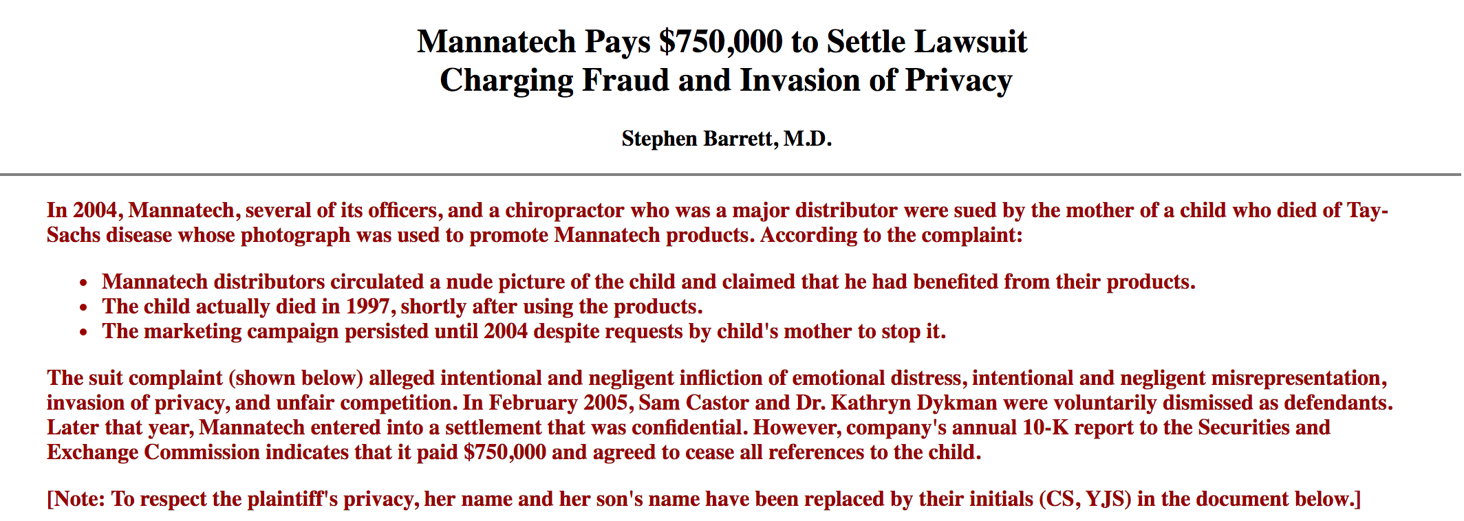 mannatech lawsuit