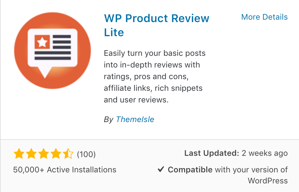 wp product review lite