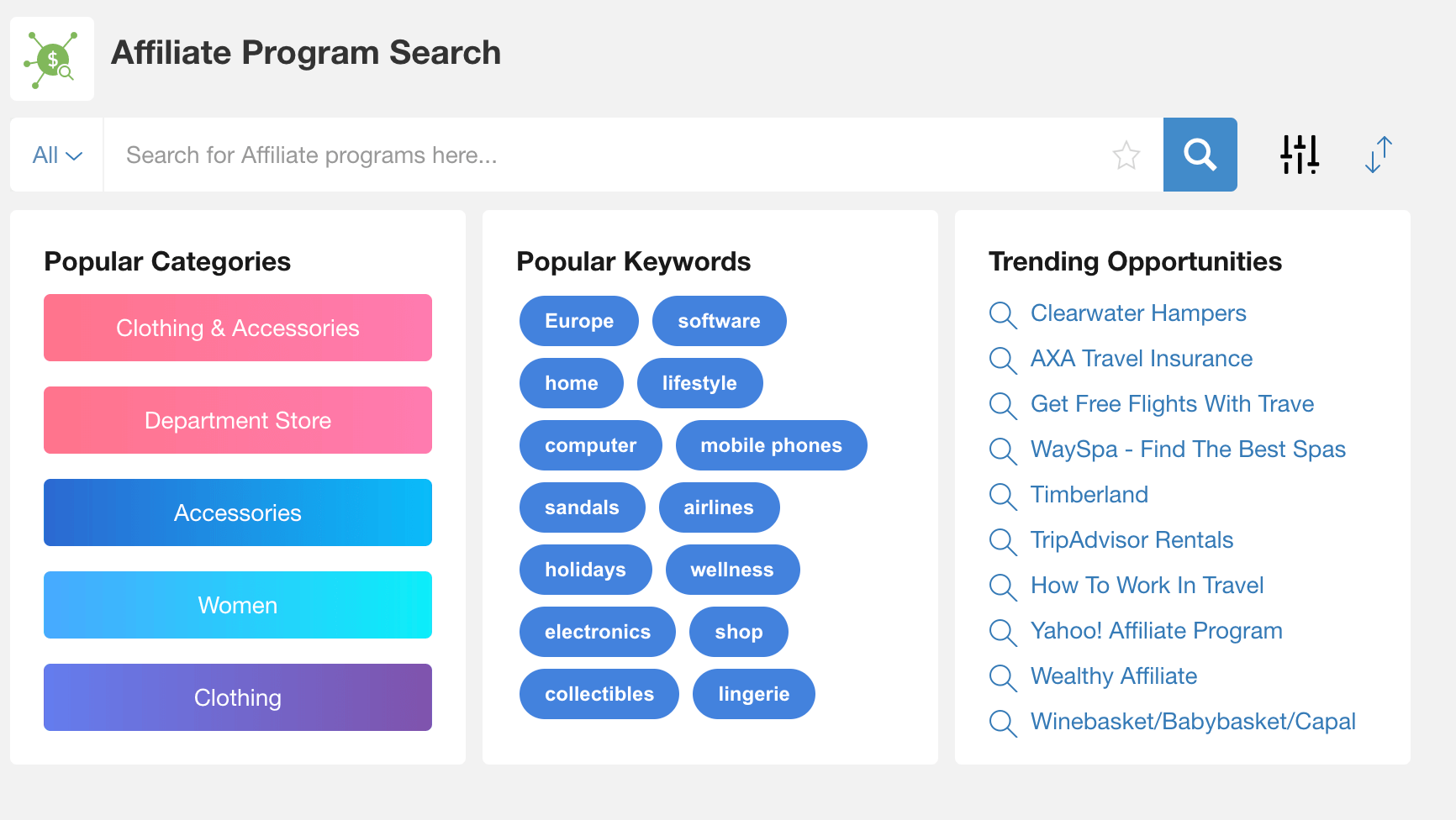 affiliate program search